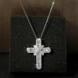 1.25Ct Natural Baguette & Round Diamond Cross Pendant