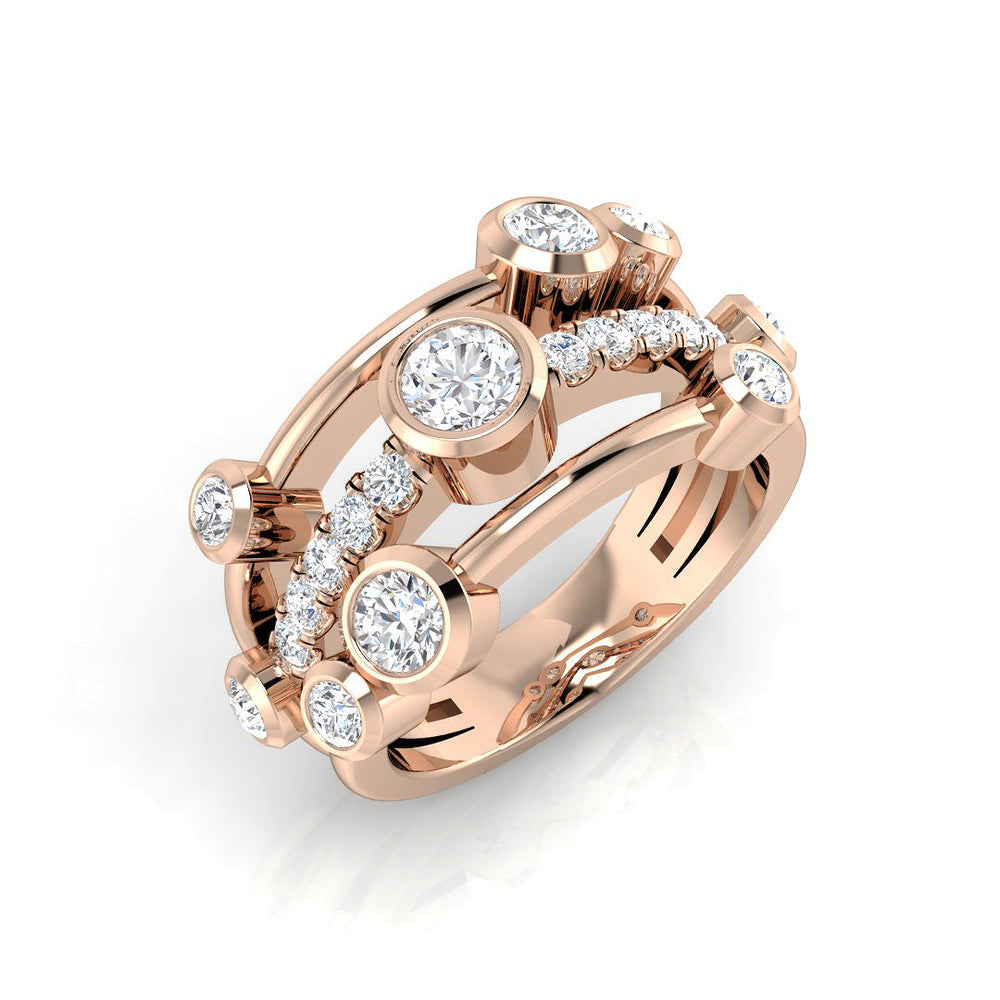 1.25 Carat Lab-Grown Round Cut Diamond Bubble Ring In Platinum In Rose Gold