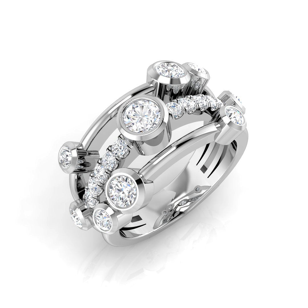 1.25 Carat Lab-Grown Round Cut Diamond Bubble Ring In Platinum In White Gold
