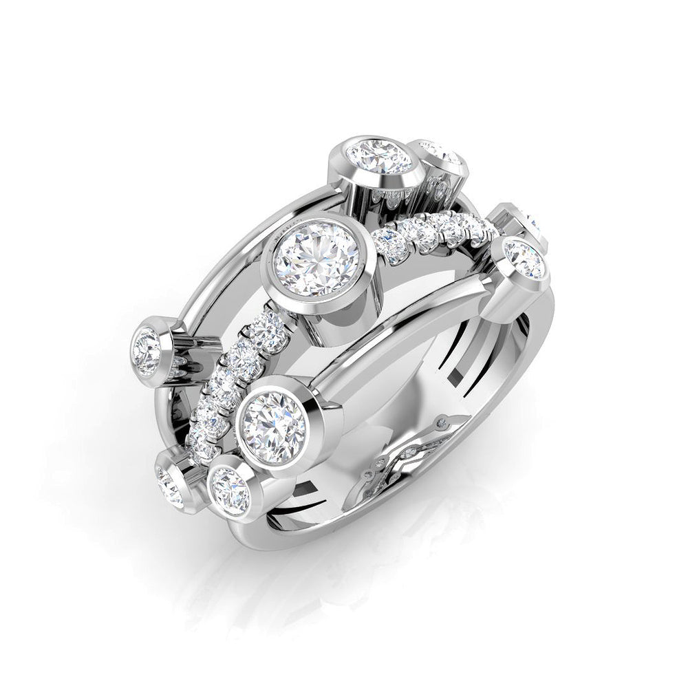 1.25 Carat Lab-Grown Round Cut Diamond Bubble Ring In Platinum In White Gold