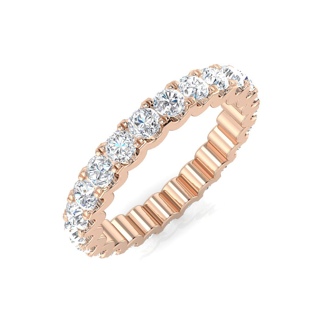 1.00 to 4.00 Carat Lab-Grown Round Cut D/VVS Diamond U-Prong Set Full Eternity Ring.