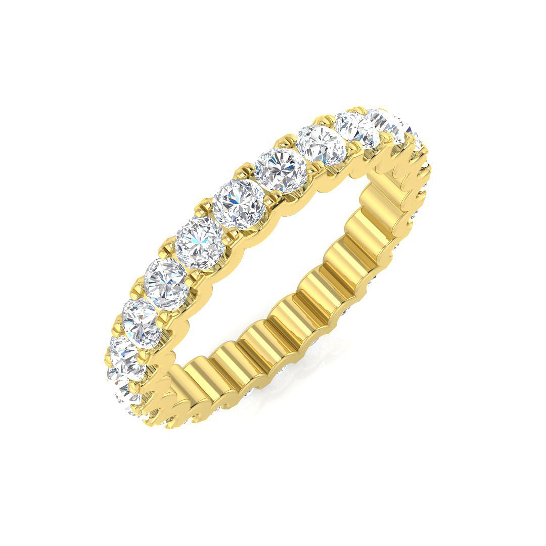 1.00 to 4.00 Carat Lab-Grown Round Cut D/VVS Diamond U-Prong Set Full Eternity Ring.