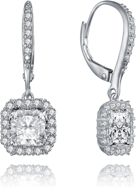 1.75ct Diamond Princess Cut Drop Earrings 18K White Gold