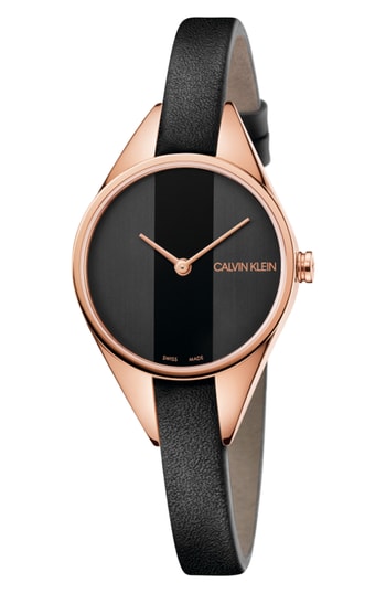 Calvin Klein Rebel Women's Watch – Rose Gold 29mm Case, Black Dial