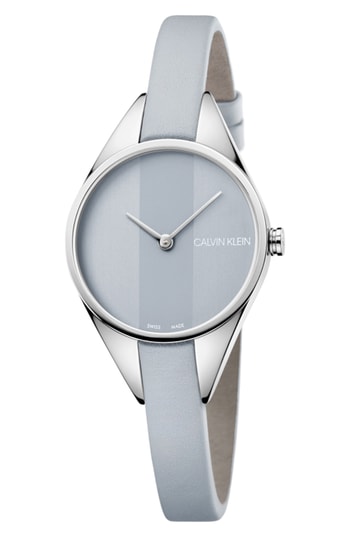 Calvin Klein Rebel Women's Watch – 29 mm Grey Dial, Leather Strap