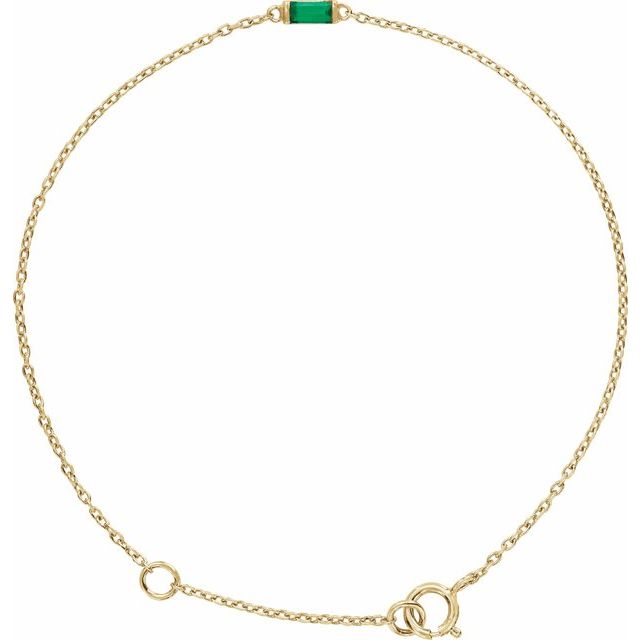 Straight Baguette Natural Emerald Baguette Bracelet In Gold & Platinum