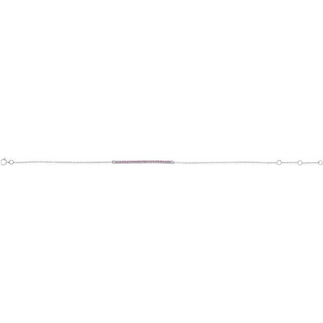 Natural Pink Sapphire Round Accented Bar Bracelet In Set