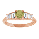 Round Green Sapphire & Diamond Accented Ring in Rose Gold
