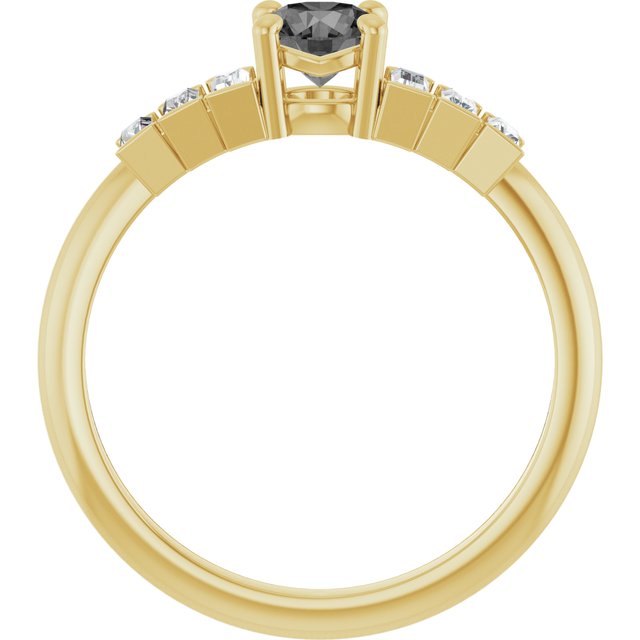 Round Gray Spinel Accented Ring with Diamond Accents in Gold