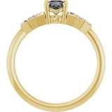 Round Gray Spinel Accented Ring with Diamond Accents in Gold