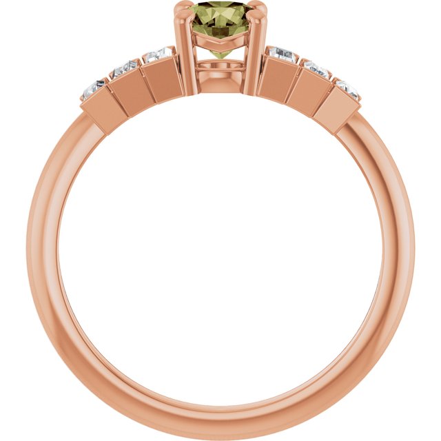 Round Green Sapphire & Diamond Accented Ring in Rose Gold