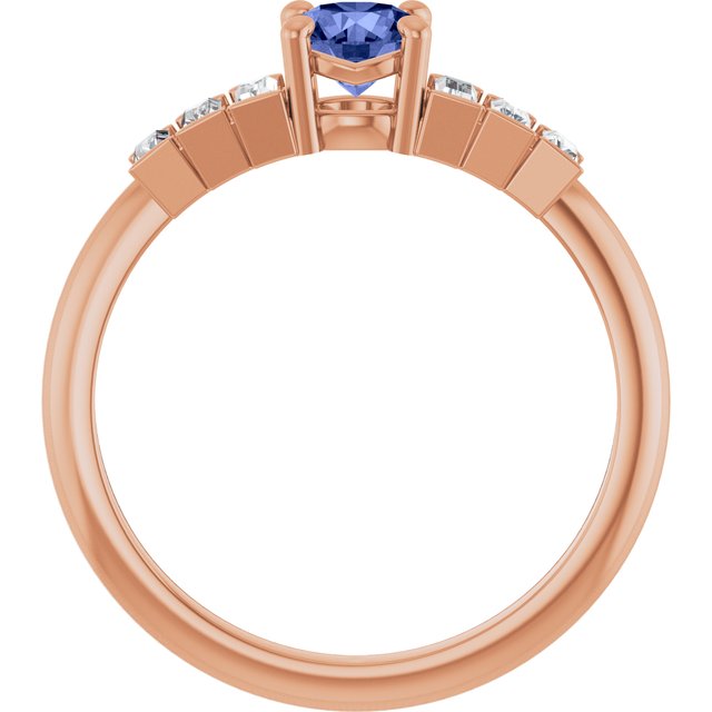 Round Tanzanite Accented Ring with Diamond Accents in Gold