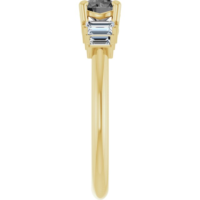 Round Gray Spinel Accented Ring with Diamond Accents in Gold
