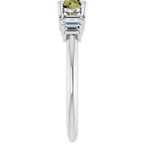 Round Green Sapphire Accented Ring with Diamond Accents in Platinum