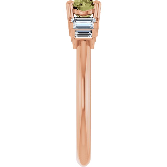 Round Green Sapphire & Diamond Accented Ring in Rose Gold