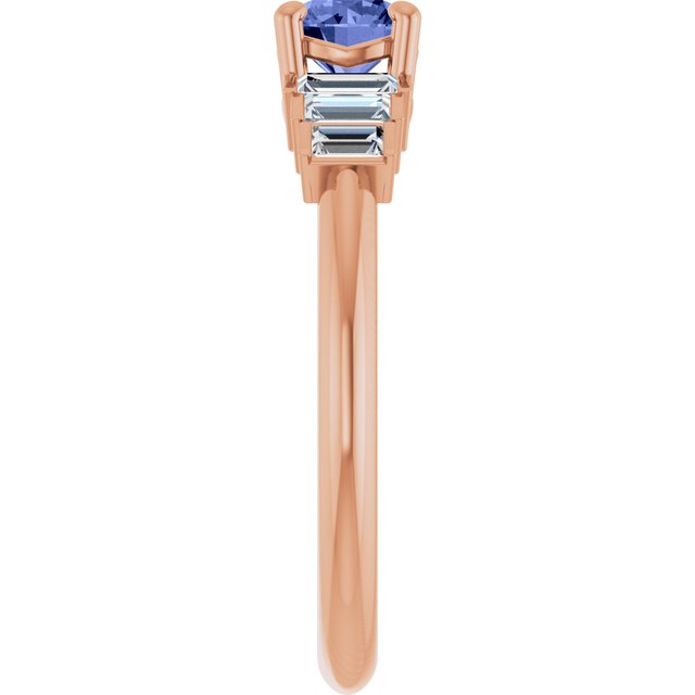Round Tanzanite Accented Ring with Diamond Accents in Gold