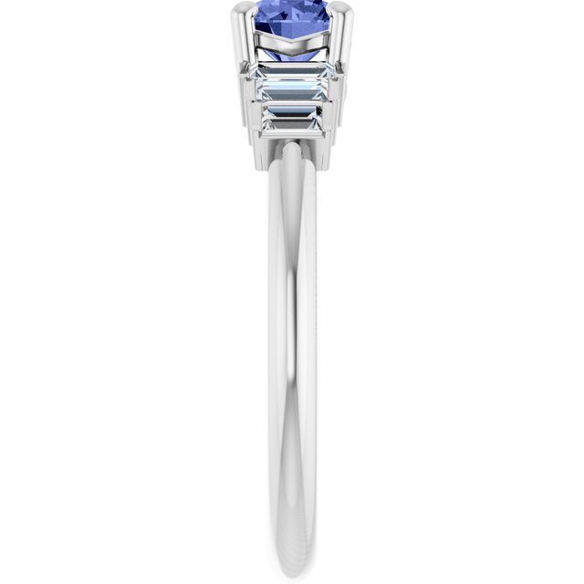 Round Tanzanite & Diamond Accented Ring in Gold and Platinum