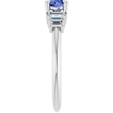 Round Tanzanite & Diamond Accented Ring in Gold and Platinum