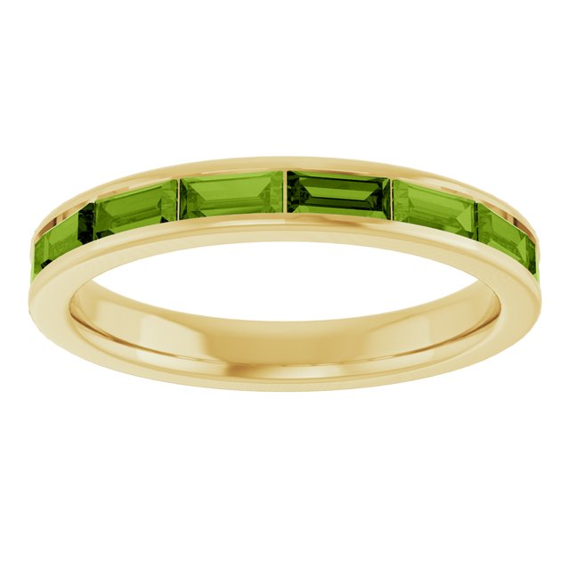 Straight Baguette Peridot Stackable Ring in Gold