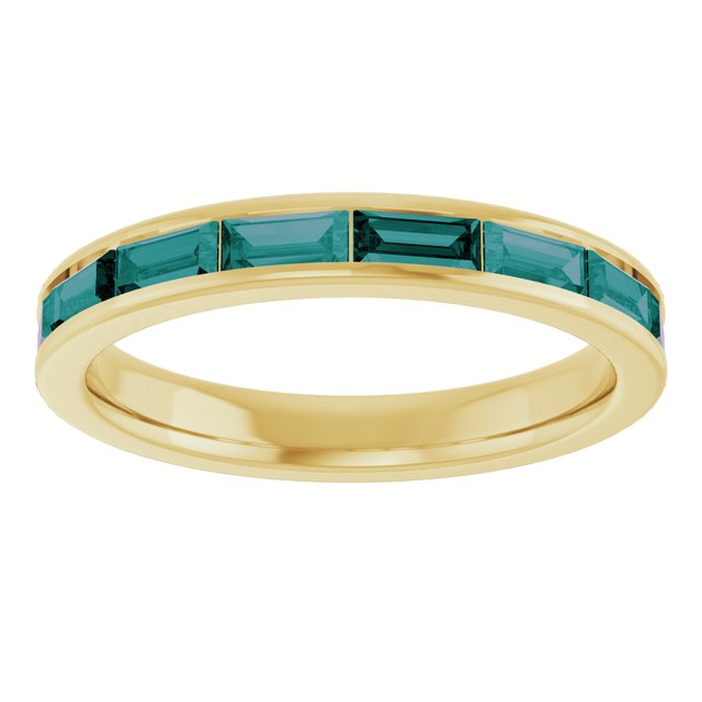 Straight Baguette Lab-Grown Alexandrite Stackable Ring in Gold