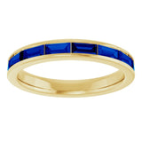 Straight Baguette Blue Sapphire Stackable Ring in Gold