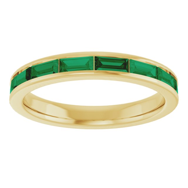 Straight Baguette Lab-Grown Emerald Stackable Ring in Gold