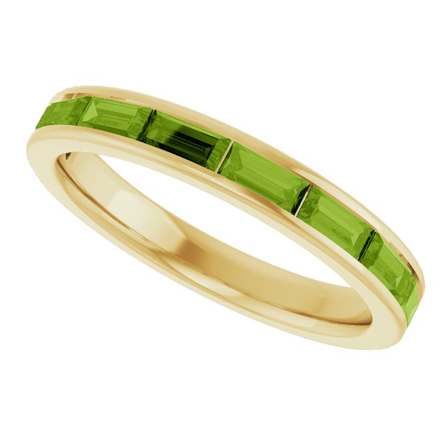 Straight Baguette Peridot Stackable Ring in Gold