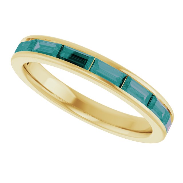 Straight Baguette Lab-Grown Alexandrite Stackable Ring in Gold