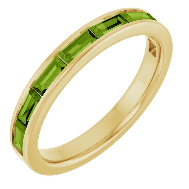 Straight Baguette Peridot Stackable Ring in Gold