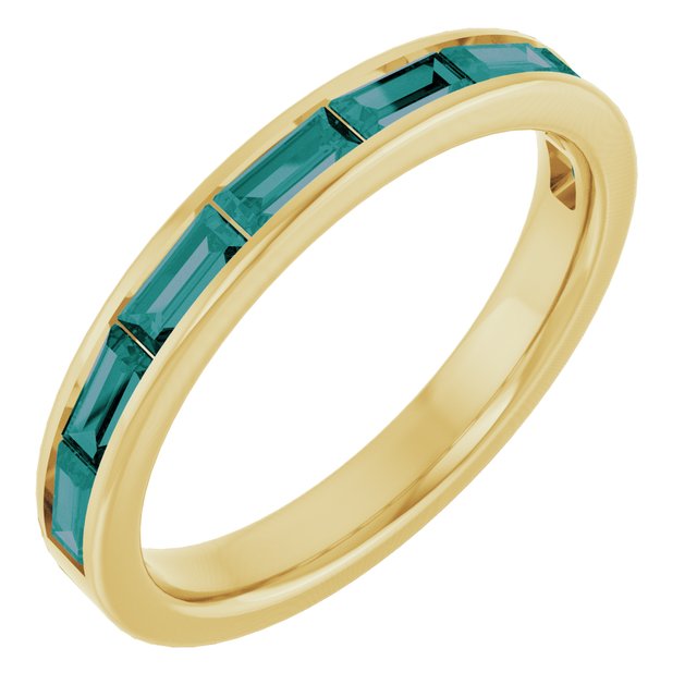 Straight Baguette Lab-Grown Alexandrite Stackable Ring in Gold