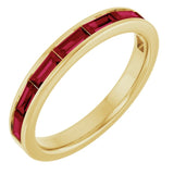 Straight Baguette Ruby Stackable Ring in Gold