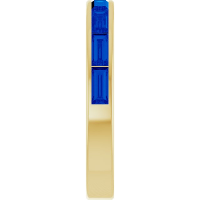Straight Baguette Blue Sapphire Stackable Ring in Gold
