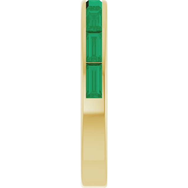 Straight Baguette Emerald Stackable Ring in Gold