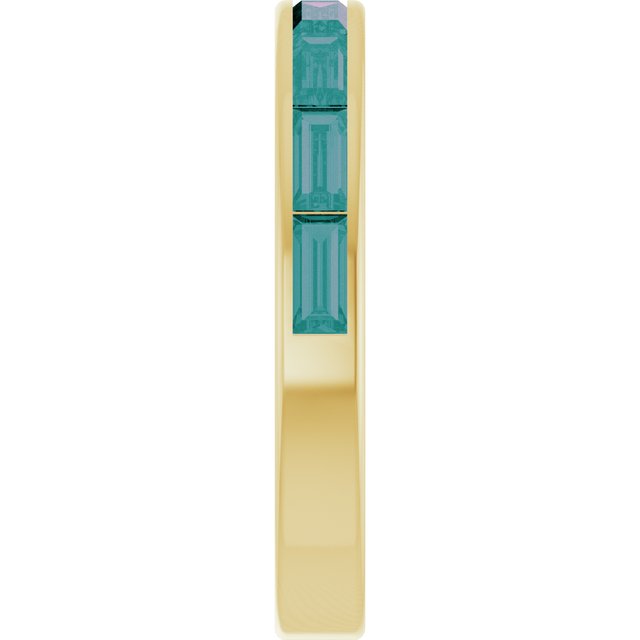 Straight Baguette Lab-Grown Alexandrite Stackable Ring in Gold