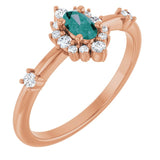 Oval Lab-Grown Alexandrite & Diamond Halo Ring in Rose Gold