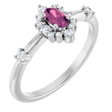 Oval Pink Tourmaline Halo Ring with Diamond Accents in White Gold