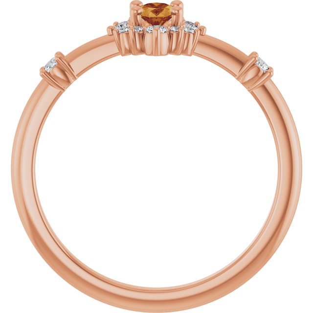 Oval Citrine Halo Ring with Diamond Accents in Rose Gold
