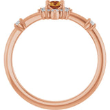 Oval Citrine Halo Ring with Diamond Accents in Rose Gold