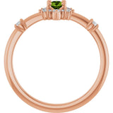 Oval Peridot Halo Ring with Diamond Accents in Rose Gold