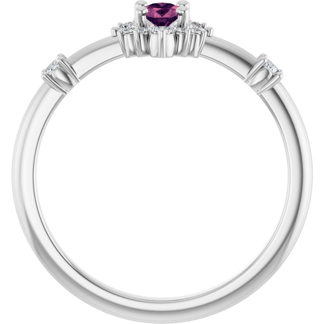 Oval Pink Tourmaline Halo Ring with Diamond Accents in White Gold