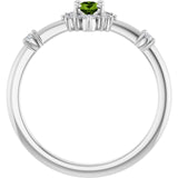 Oval Peridot Halo Ring with Diamond Accents in Platinum