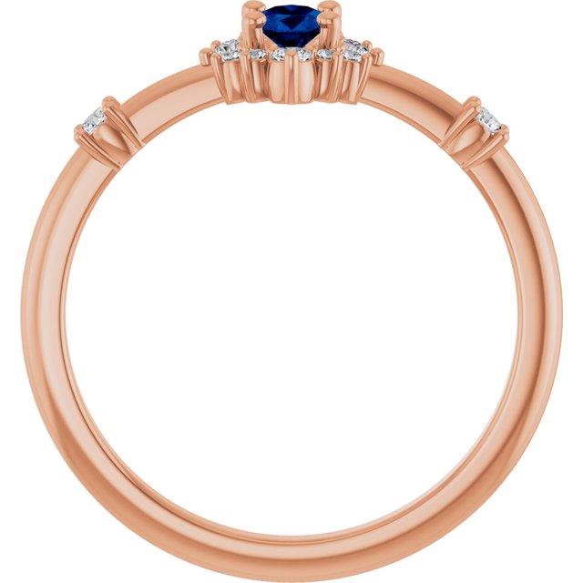 Oval Lab-Grown Blue Sapphire & Diamond Halo Ring in Gold