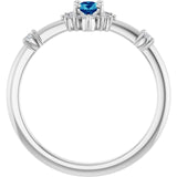 Oval Blue Zircon Halo Ring with Diamond Accents in Platinum