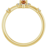 Oval Citrine Halo Ring with Diamond Accents in Yellow Gold