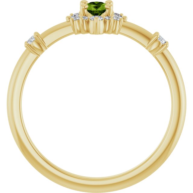 Oval Peridot Halo Ring with Diamond Accents in Yellow Gold