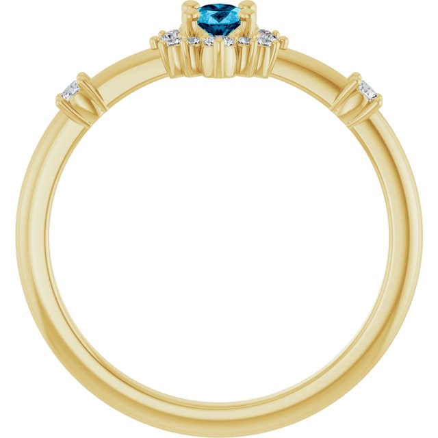 Oval Aquamarine Halo Ring with Diamond Accents in Yellow Gold