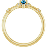 Oval Aquamarine Halo Ring with Diamond Accents in Yellow Gold