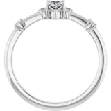 Oval White Sapphire Halo Ring with Diamond Accents in White Gold