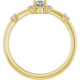 Oval White Sapphire Halo Ring with Diamond Accents in Yellow Gold