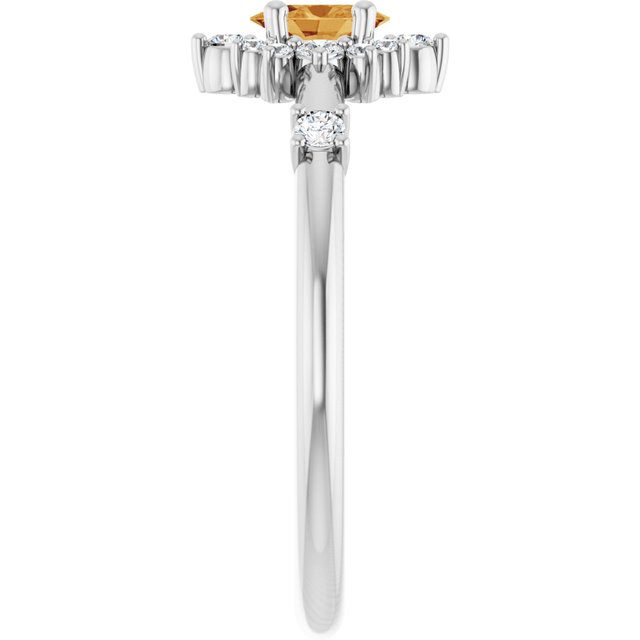 Oval Citrine Halo Ring with Diamond Accents in Platinum